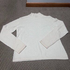 100% Cashmere Mendocino Mock Neck Sweater, Cream, Size Large